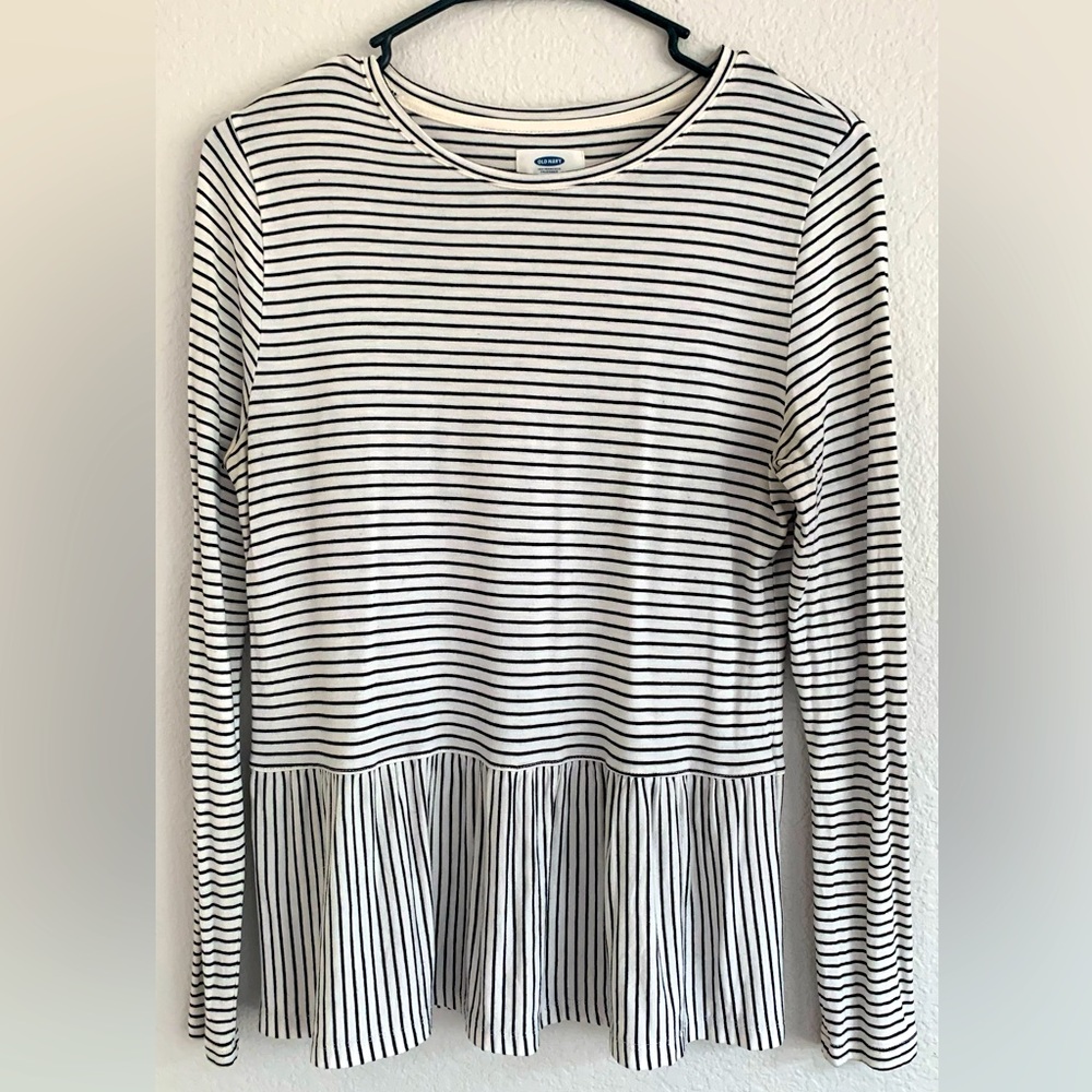 Old Navy striped peplum top. Size S.